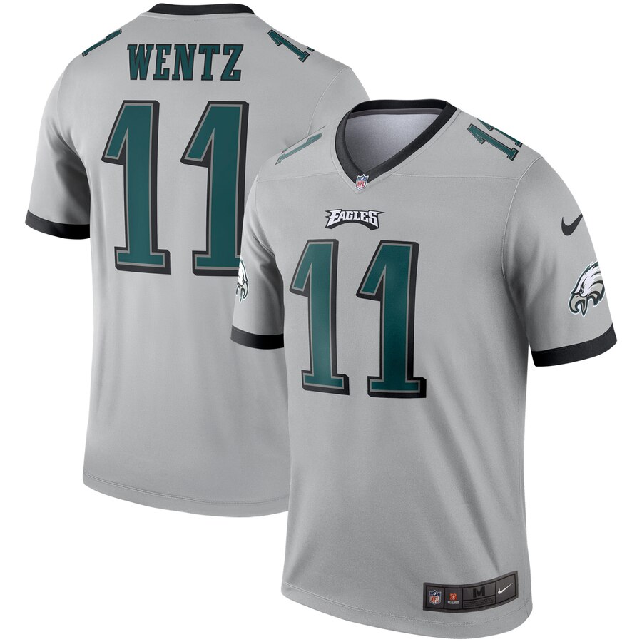 Nike Eagles 11 Carson Wentz Silver Inverted Legend Jersey Nike Eagles 11 Carson Wentz Silver Inverted Legend Jersey