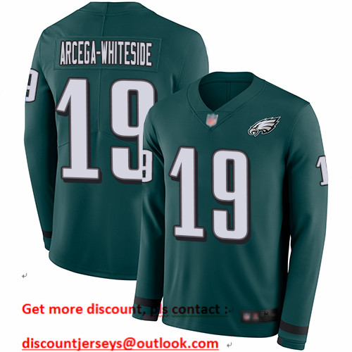 Eagles #19 JJ Arcega-Whiteside Midnight Green Team Color Men's Stitched Football Limited Therma Long Sleeve Jersey Eagles #19 JJ Arcega-Whiteside Midnight Green Team Color Men's Stitched Football Limited Therma Long Sleeve Jersey