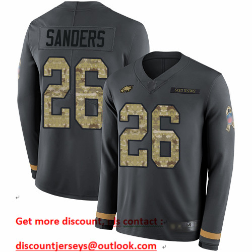 Eagles #26 Miles Sanders Anthracite Salute to Service Men's Stitched Football Limited Therma Long Sleeve Jersey Eagles #26 Miles Sanders Anthracite Salute to Service Men's Stitched Football Limited Therma Long Sleeve Jersey