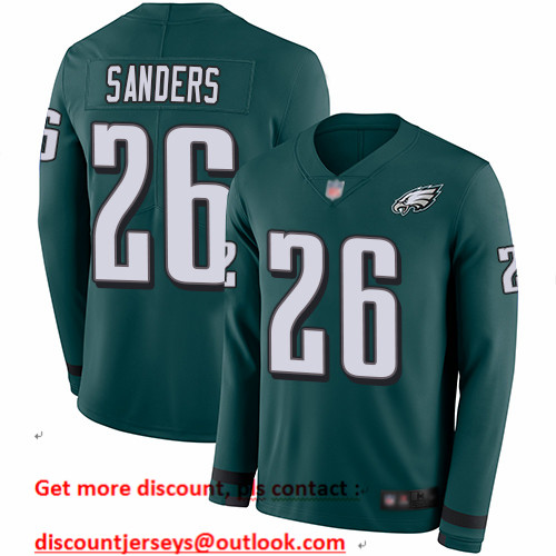 Eagles #26 Miles Sanders Midnight Green Team Color Men's Stitched Football Limited Therma Long Sleeve Jersey Eagles #26 Miles Sanders Midnight Green Team Color Men's Stitched Football Limited Therma Long Sleeve Jersey