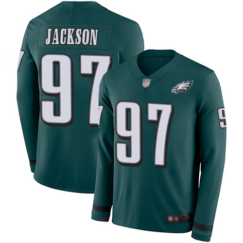 Eagles #97 Malik Jackson Midnight Green Team Color Men's Stitched Football Limited Therma Long Sleeve Jersey Eagles #97 Malik Jackson Midnight Green Team Color Men's Stitched Football Limited Therma Long Sleeve Jersey