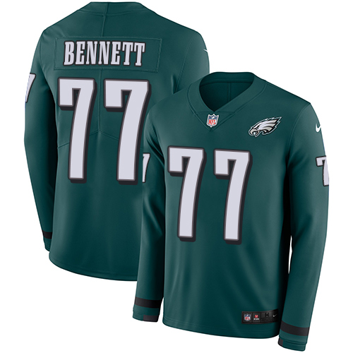 Nike Eagles #77 Michael Bennett Midnight Green Team Color Men's Stitched NFL Limited Therma Long Sleeve Jersey Nike Eagles #77 Michael Bennett Midnight Green Team Color Men's Stitched NFL Limited Therma Long Sleeve Jersey