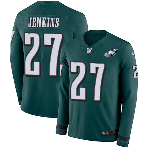 Nike Eagles #27 Malcolm Jenkins Midnight Green Team Color Men's Stitched NFL Limited Therma Long Sleeve Jersey Nike Eagles #27 Malcolm Jenkins Midnight Green Team Color Men's Stitched NFL Limited Therma Long Sleeve Jersey