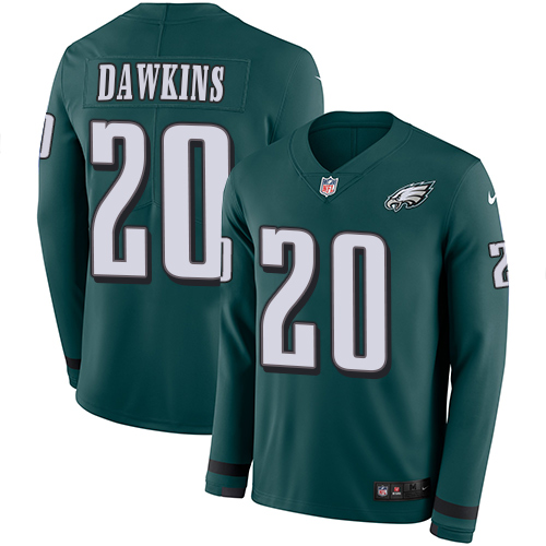 Nike Eagles #20 Brian Dawkins Midnight Green Team Color Men's Stitched NFL Limited Therma Long Sleeve Jersey Nike Eagles #20 Brian Dawkins Midnight Green Team Color Men's Stitched NFL Limited Therma Long Sleeve Jersey