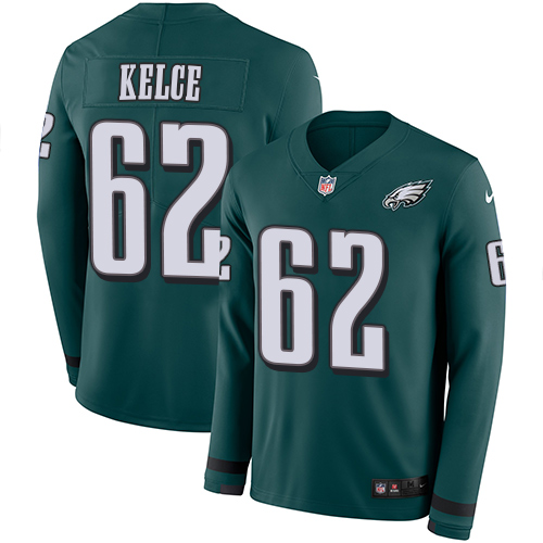 Nike Eagles #62 Jason Kelce Midnight Green Team Color Men's Stitched NFL Limited Therma Long Sleeve Jersey Nike Eagles #62 Jason Kelce Midnight Green Team Color Men's Stitched NFL Limited Therma Long Sleeve Jersey