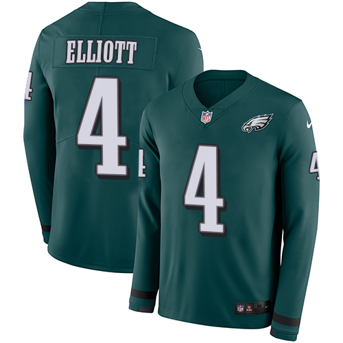 Nike Eagles #4 Jake Elliott Midnight Green Team Color Men's Stitched NFL Limited Therma Long Sleeve Jersey Nike Eagles #4 Jake Elliott Midnight Green Team Color Men's Stitched NFL Limited Therma Long Sleeve Jersey