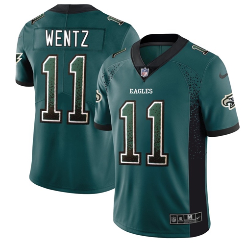 Nike Eagles #11 Carson Wentz Midnight Green Team Color Men's Stitched NFL Limited Rush Drift Fashion Jersey Nike Eagles #11 Carson Wentz Midnight Green Team Color Men's Stitched NFL Limited Rush Drift Fashion Jersey