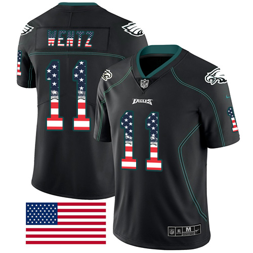 Nike Eagles #11 Carson Wentz Black Men's Stitched NFL Limited Rush USA Flag Jersey Nike Eagles #11 Carson Wentz Black Men's Stitched NFL Limited Rush USA Flag Jersey