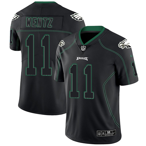 Nike Eagles #11 Carson Wentz Lights Out Black Men's Stitched NFL Limited Rush Jersey Nike Eagles #11 Carson Wentz Lights Out Black Men's Stitched NFL Limited Rush Jersey