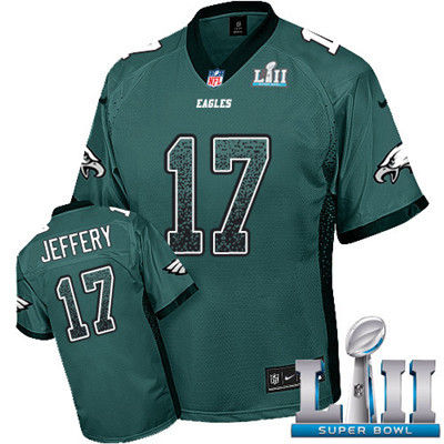 Nike Eagles #17 Alshon Jeffery Midnight Green Team Color Super Bowl LII Men's Stitched NFL Elite Drift Fashion Jersey Nike Eagles #17 Alshon Jeffery Midnight Green Team Color Super Bowl LII Men's Stitched NFL Elite Drift Fashion Jersey