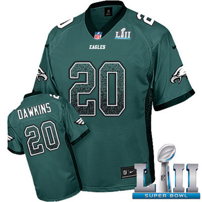 Nike Eagles #20 Brian Dawkins Midnight Green Team Color Super Bowl LII Men's Stitched NFL Elite Drift Fashion Jersey Nike Eagles #20 Brian Dawkins Midnight Green Team Color Super Bowl LII Men's Stitched NFL Elite Drift Fashion Jersey