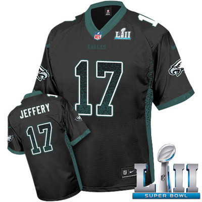 Nike Eagles #17 Alshon Jeffery Black Alternate Super Bowl LII Men's Stitched NFL Elite Drift Fashion Jersey Nike Eagles #17 Alshon Jeffery Black Alternate Super Bowl LII Men's Stitched NFL Elite Drift Fashion Jersey