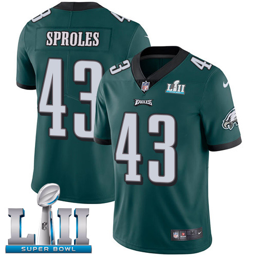 Nike Eagles #43 Darren Sproles Midnight Green Team Color Super Bowl LII Men's Stitched NFL Vapor Untouchable Limited Jersey Nike Eagles #43 Darren Sproles Midnight Green Team Color Super Bowl LII Men's Stitched NFL Vapor Untouchable Limited Jersey