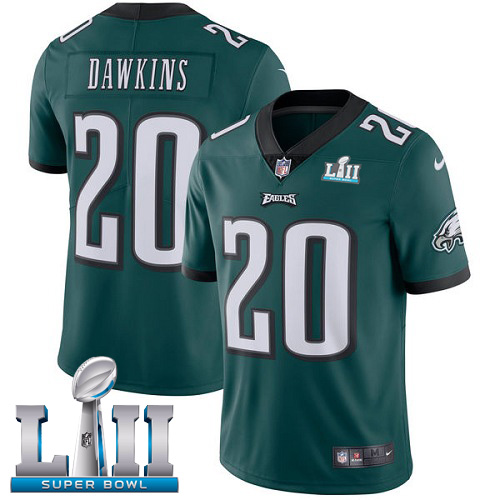 Nike Eagles #20 Brian Dawkins Midnight Green Team Color Super Bowl LII Men's Stitched NFL Vapor Untouchable Limited Jersey Nike Eagles #20 Brian Dawkins Midnight Green Team Color Super Bowl LII Men's Stitched NFL Vapor Untouchable Limited Jersey