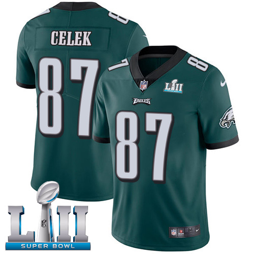 Nike Eagles #87 Brent Celek Midnight Green Team Color Super Bowl LII Men's Stitched NFL Vapor Untouchable Limited Jersey Nike Eagles #87 Brent Celek Midnight Green Team Color Super Bowl LII Men's Stitched NFL Vapor Untouchable Limited Jersey