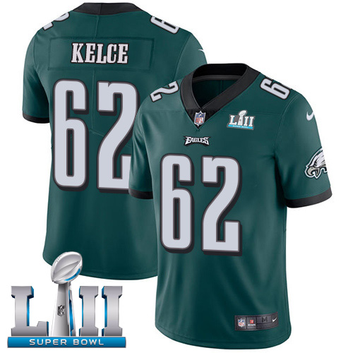 Nike Eagles #62 Jason Kelce Midnight Green Team Color Super Bowl LII Men's Stitched NFL Vapor Untouchable Limited Jersey Nike Eagles #62 Jason Kelce Midnight Green Team Color Super Bowl LII Men's Stitched NFL Vapor Untouchable Limited Jersey