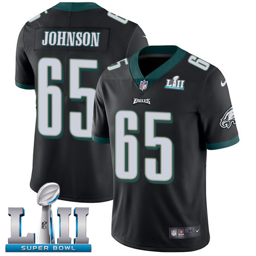 Nike Eagles #65 Lane Johnson Black Alternate Super Bowl LII Men's Stitched NFL Vapor Untouchable Limited Jersey Nike Eagles #65 Lane Johnson Black Alternate Super Bowl LII Men's Stitched NFL Vapor Untouchable Limited Jersey