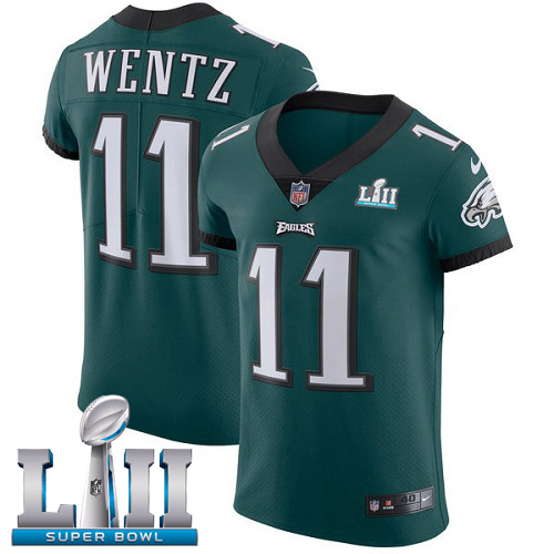 Nike Eagles #11 Carson Wentz Midnight Green Team Color Super Bowl LII Men's Stitched NFL Vapor Untouchable Elite Jersey Nike Eagles #11 Carson Wentz Midnight Green Team Color Super Bowl LII Men's Stitched NFL Vapor Untouchable Elite Jersey