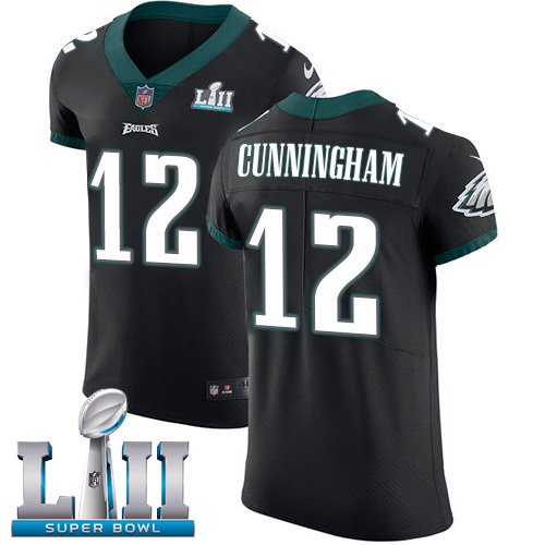 Nike Eagles #12 Randall Cunningham Black Alternate Super Bowl LII Men's Stitched NFL Vapor Untouchable Elite Jersey Nike Eagles #12 Randall Cunningham Black Alternate Super Bowl LII Men's Stitched NFL Vapor Untouchable Elite Jersey