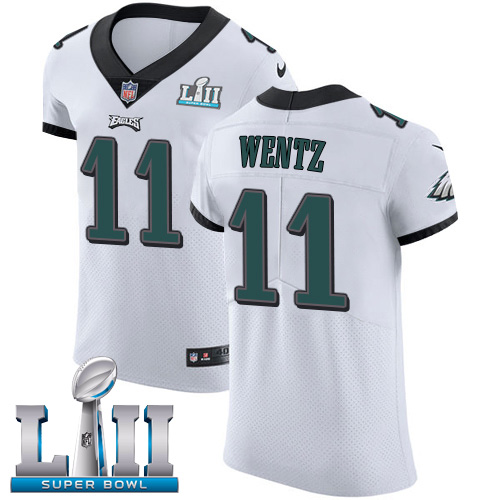 Nike Eagles #11 Carson Wentz White Super Bowl LII Men's Stitched NFL Vapor Untouchable Elite Jersey Nike Eagles #11 Carson Wentz White Super Bowl LII Men's Stitched NFL Vapor Untouchable Elite Jersey