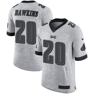 Nike Eagles #20 Brian Dawkins Gray Men's Stitched NFL Limited Gridiron Gray II Jersey Nike Eagles #20 Brian Dawkins Gray Men's Stitched NFL Limited Gridiron Gray II Jersey