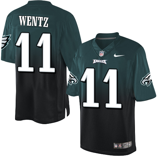 Nike Eagles #11 Carson Wentz Midnight Green Black Men's Stitched NFL Elite Fadeaway Fashion Jersey Nike Eagles #11 Carson Wentz Midnight Green Black Men's Stitched NFL Elite Fadeaway Fashion Jersey