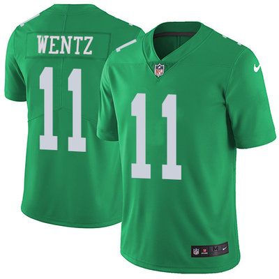Nike Eagles #11 Carson Wentz Green Men's Stitched NFL Limited Rush Jersey Nike Eagles #11 Carson Wentz Green Men's Stitched NFL Limited Rush Jersey