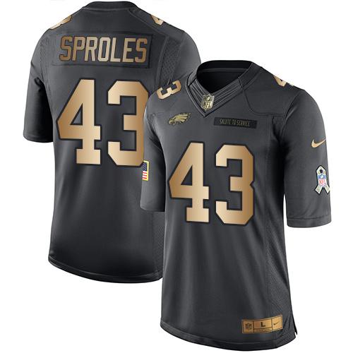 Nike Eagles #43 Darren Sproles Black Men's Stitched NFL Limited Gold Salute To Service Jersey Nike Eagles #43 Darren Sproles Black Men's Stitched NFL Limited Gold Salute To Service Jersey