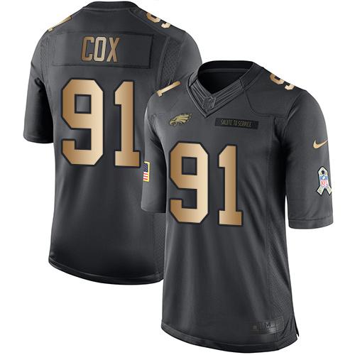 Nike Eagles #91 Fletcher Cox Black Men's Stitched NFL Limited Gold Salute To Service Jersey Nike Eagles #91 Fletcher Cox Black Men's Stitched NFL Limited Gold Salute To Service Jersey