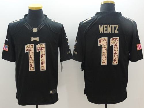 Nike Eagles #11 Carson Wentz Black Men's Stitched NFL Limited Salute to Service Jersey Nike Eagles #11 Carson Wentz Black Men's Stitched NFL Limited Salute to Service Jersey