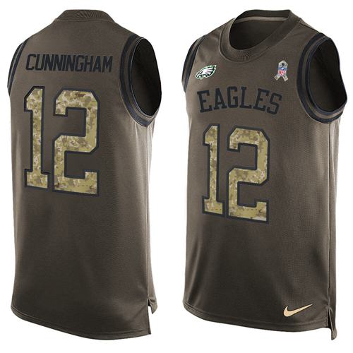 Nike Eagles #12 Randall Cunningham Green Men's Stitched NFL Limited Salute To Service Tank Top Jersey Nike Eagles #12 Randall Cunningham Green Men's Stitched NFL Limited Salute To Service Tank Top Jersey