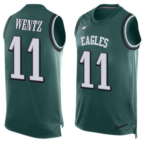 Nike Eagles #11 Carson Wentz Midnight Green Team Color Men's Stitched NFL Limited Tank Top Jersey Nike Eagles #11 Carson Wentz Midnight Green Team Color Men's Stitched NFL Limited Tank Top Jersey
