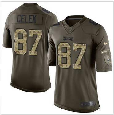 Nike Philadelphia Eagles #87 Brent Celek Green Men's Stitched NFL Limited Salute to Service Jersey Nike Philadelphia Eagles #87 Brent Celek Green Men's Stitched NFL Limited Salute to Service Jersey