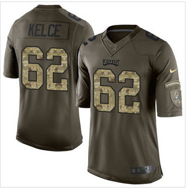 Nike Philadelphia Eagles #62 Jason Kelce Green Men's Stitched NFL Limited Salute to Service Jersey Nike Philadelphia Eagles #62 Jason Kelce Green Men's Stitched NFL Limited Salute to Service Jersey