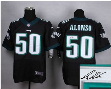 New Philadelphia Eagles #50 Kiko Alonso Black Alternate Men's Stitched NFL Elite Autographed Jersey New Philadelphia Eagles #50 Kiko Alonso Black Alternate Men's Stitched NFL Elite Autographed Jersey
