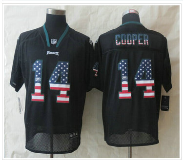 New Philadelphia Eagles #14 Riley Cooper USA Flag Fashion Black Elite Jerseys New Philadelphia Eagles #14 Riley Cooper USA Flag Fashion Black Elite Jerseys