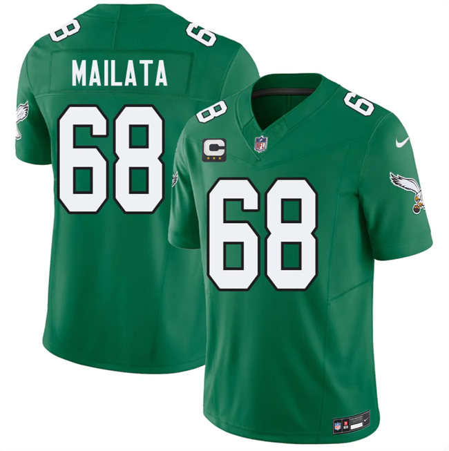 Men's Philadelphia Eagles #68 Jordan Mailata Kelly Green 2026 F.U.S.E. 3-Star C Patch Throwback Vapor Untouchable Limited Stitched Football Jersey Men's Philadelphia Eagles #68 Jordan Mailata Kelly Green 2026 F.U.S.E. 3-Star C Patch Throwback Vapor Untouchable Limited Stitched Football Jersey