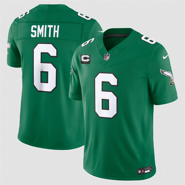 Men's Philadelphia Eagles #6 DeVonta Smith Kelly Green 2026 F.U.S.E. 2-Star C Patch Throwback Vapor Untouchable Limited Stitched Football Jersey Men's Philadelphia Eagles #6 DeVonta Smith Kelly Green 2026 F.U.S.E. 2-Star C Patch Throwback Vapor Untouchable Limited Stitched Football Jersey