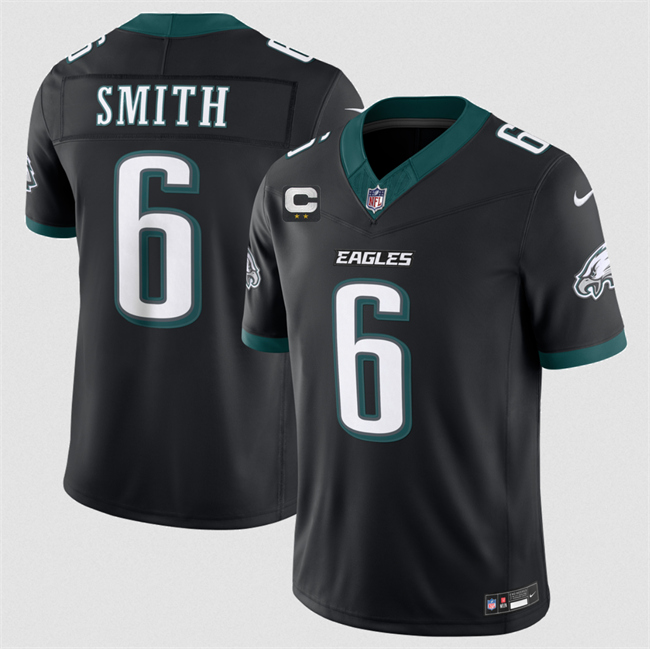 Men's Philadelphia Eagles #6 DeVonta Smith Black 2026 F.U.S.E. 2-Star C Patch Vapor Untouchable Limited Throwback Stitched Football Jersey Men's Philadelphia Eagles #6 DeVonta Smith Black 2026 F.U.S.E. 2-Star C Patch Vapor Untouchable Limited Throwback Stitched Football Jersey