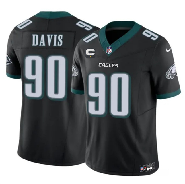 Men's Philadelphia Eagles #90 Jordan Davis Black 2025 F.U.S.E. 1-Star C PatchVapor Untouchable Limited Throwback Stitched Football Jersey Men's Philadelphia Eagles #90 Jordan Davis Black 2025 F.U.S.E. 1-Star C PatchVapor Untouchable Limited Throwback Stitched Football Jersey