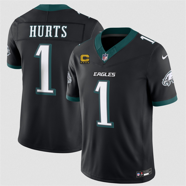 Men's Philadelphia Eagles #1 Jalen Hurts Black 2026 F.U.S.E. 4-Star C Patch Vapor Untouchable Limited Throwback Stitched Football Jersey Men's Philadelphia Eagles #1 Jalen Hurts Black 2026 F.U.S.E. 4-Star C Patch Vapor Untouchable Limited Throwback Stitched Football Jersey