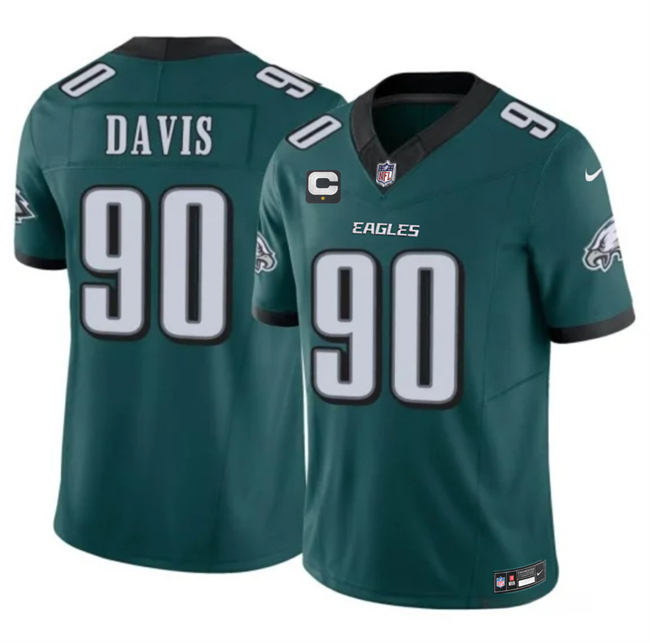 Men's Philadelphia Eagles #90 Jordan Davis Green 2026 F.U.S.E. 1-Star C Patch Vapor Untouchable Limited Stitched Football Jersey Men's Philadelphia Eagles #90 Jordan Davis Green 2026 F.U.S.E. 1-Star C Patch Vapor Untouchable Limited Stitched Football Jersey