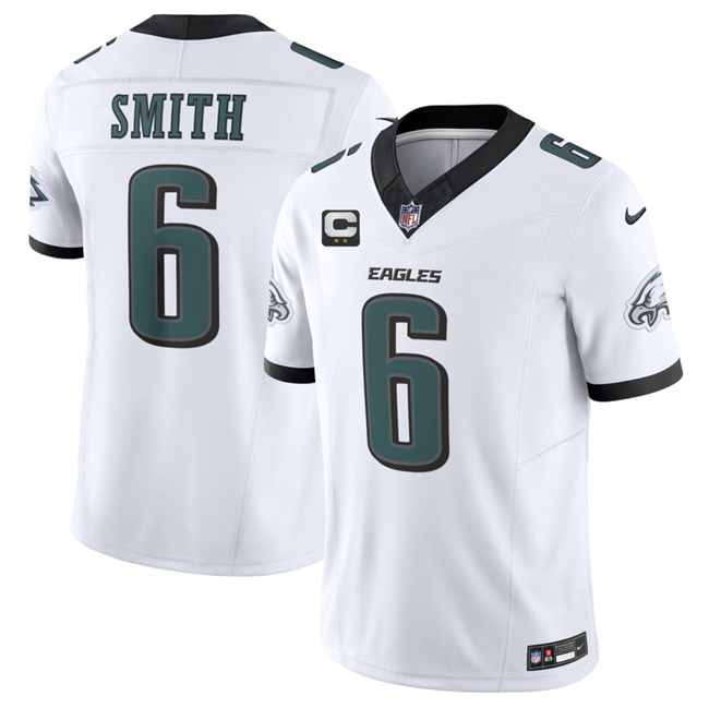 Men's Philadelphia Eagles #6 DeVonta Smith White 2026 F.U.S.E. 2-Star C Patch Vapor Untouchable Limited Stitched Football Jersey Men's Philadelphia Eagles #6 DeVonta Smith White 2026 F.U.S.E. 2-Star C Patch Vapor Untouchable Limited Stitched Football Jersey