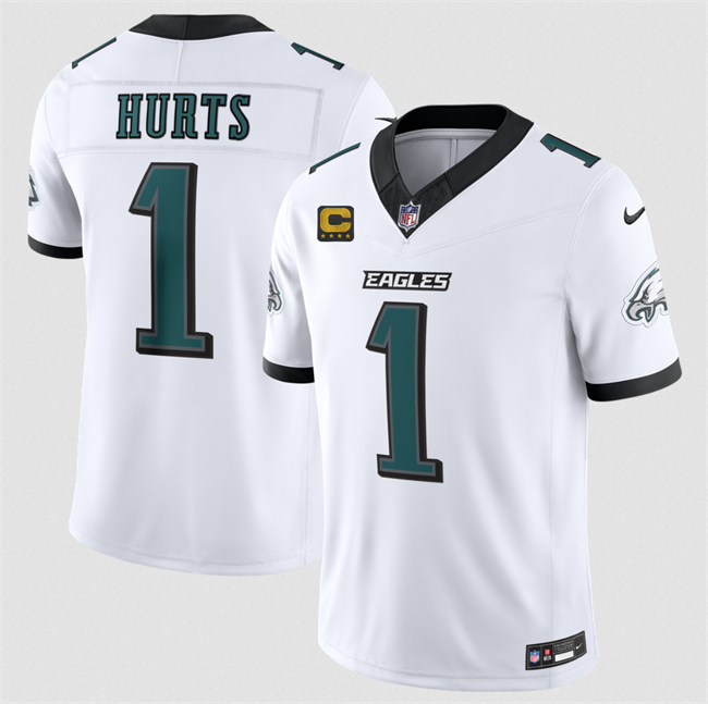 Men's Philadelphia Eagles #1 Jalen Hurts White 2026 F.U.S.E. 4-Star C Patch Vapor Untouchable Limited Stitched Football Jersey Men's Philadelphia Eagles #1 Jalen Hurts White 2026 F.U.S.E. 4-Star C Patch Vapor Untouchable Limited Stitched Football Jersey