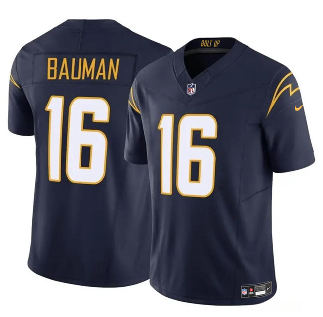 Men's Los Angeles Chargers #16 Casey Bauman Navy 2024 F.U.S.E Vapor Limited Stitched Football Jersey Men's Los Angeles Chargers #16 Casey Bauman Navy 2024 F.U.S.E Vapor Limited Stitched Football Jersey