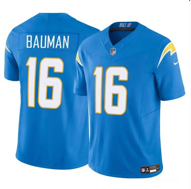 Men's Los Angeles Chargers #16 Casey Bauman Blue 2024 F.U.S.E Vapor Limited Stitched Football Jersey Men's Los Angeles Chargers #16 Casey Bauman Blue 2024 F.U.S.E Vapor Limited Stitched Football Jersey