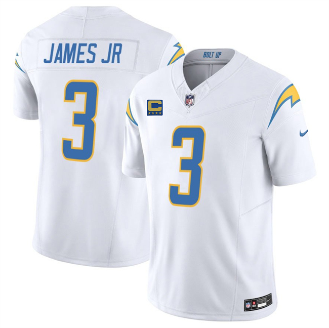 Men's Los Angeles Chargers #3 Derwin James JR White 2025 F.U.S.E With 4-Star C Patch Vapor Limited Stitched Football Jersey Men's Los Angeles Chargers #3 Derwin James JR White 2025 F.U.S.E With 4-Star C Patch Vapor Limited Stitched Football Jersey