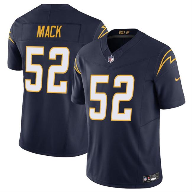 Men's Los Angeles Chargers #52 Khalil Mack Navy 2025 F.U.S.E Vapor Limited Stitched Football Jersey Men's Los Angeles Chargers #52 Khalil Mack Navy 2025 F.U.S.E Vapor Limited Stitched Football Jersey