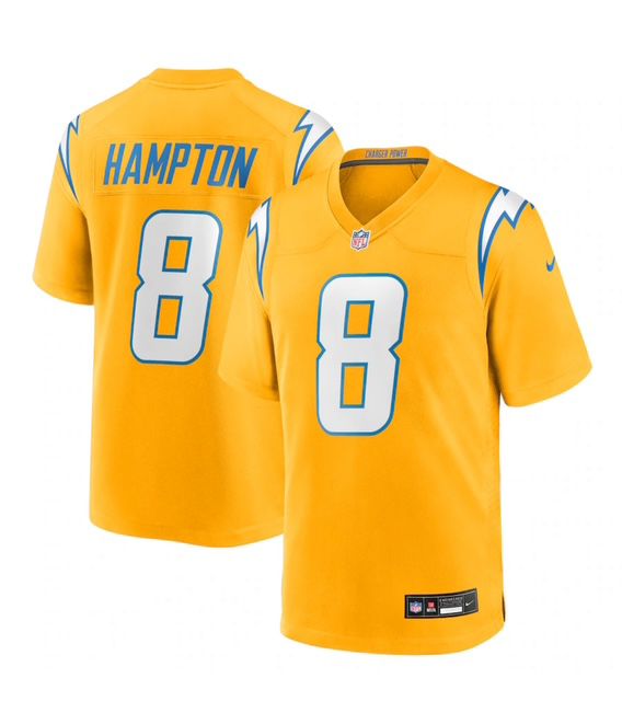 Men's Los Angeles Chargers #8 HAMPTON Gold 2025 F.U.S.E. Alternate Vapor Limited Stitched Football Jersey Men's Los Angeles Chargers #8 HAMPTON Gold 2025 F.U.S.E. Alternate Vapor Limited Stitched Football Jersey