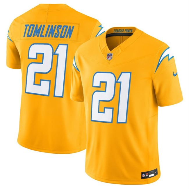 Men's Los Angeles Chargers #21 LaDainian Tomlinson Gold 2025 F.U.S.E. Alternate Vapor Limited Stitched Football Jersey Men's Los Angeles Chargers #21 LaDainian Tomlinson Gold 2025 F.U.S.E. Alternate Vapor Limited Stitched Football Jersey